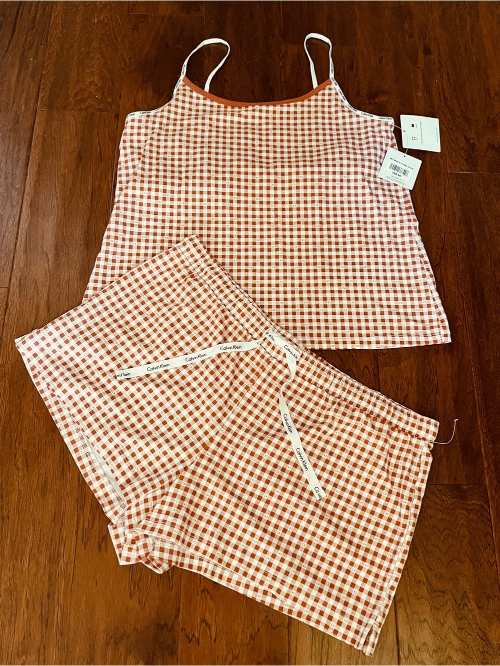 Calvin Klein Orange Gingham Cami & Shorts Sleep Set